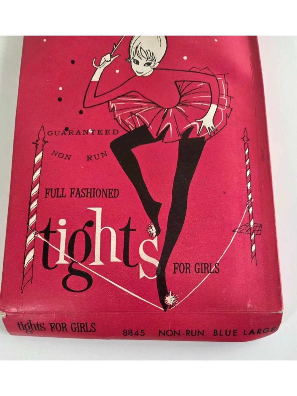 Vtg Girls Full Fashioned Non-Run Tights Blue Size Large Retro Packaging - Picture 3 of 13